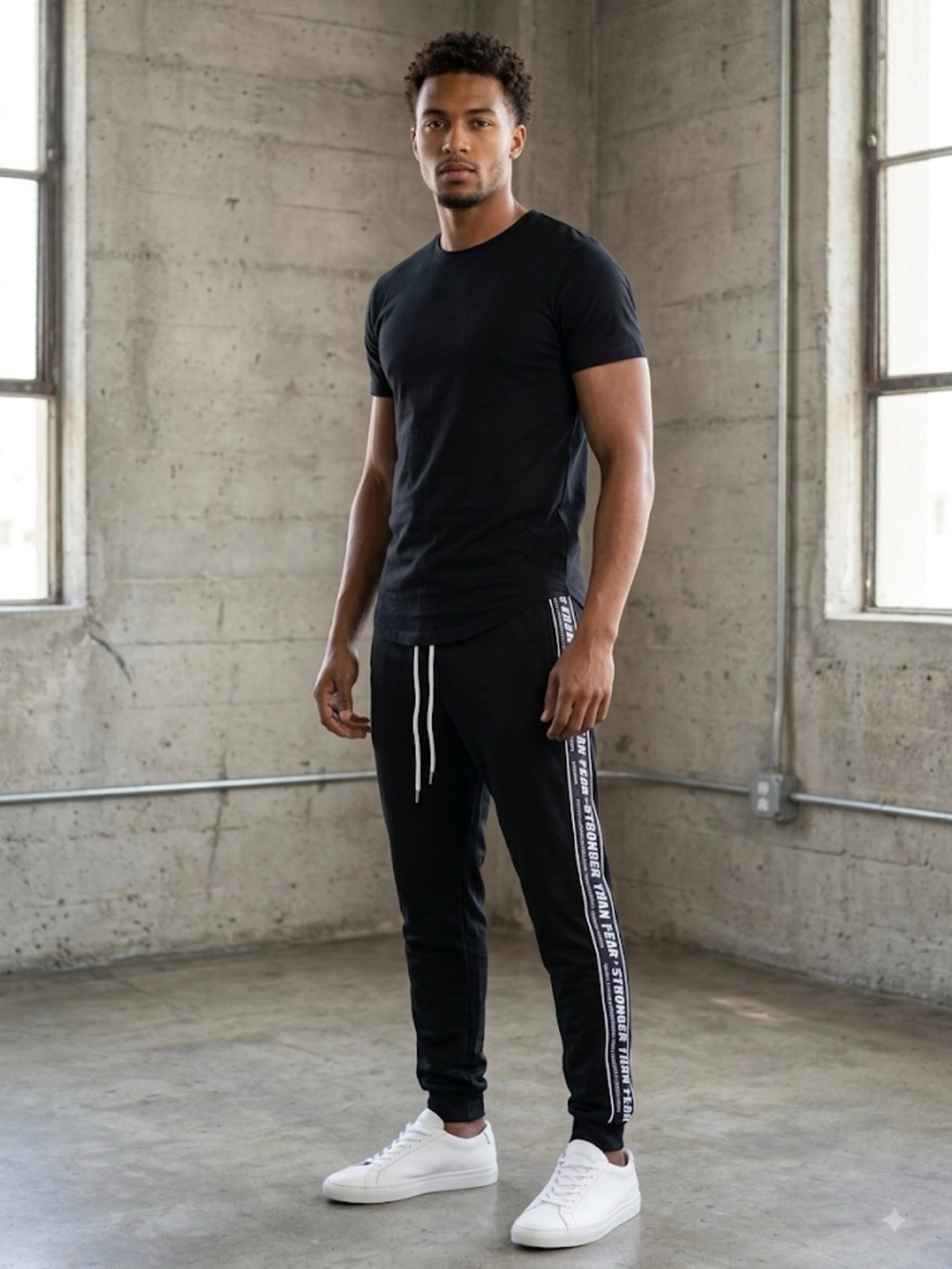 Zara Black Joggers with Side Stripe Detailing